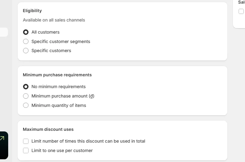 choose discount settings