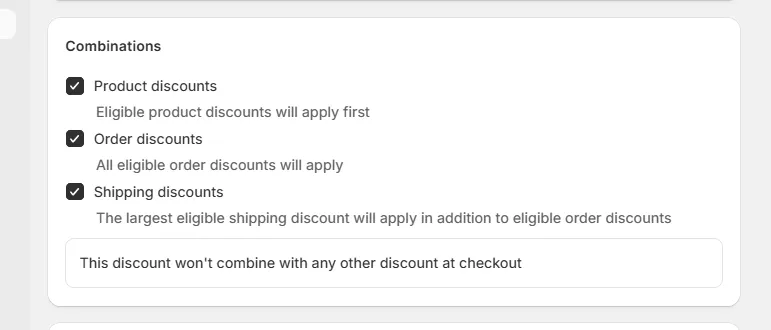 review discount combinations