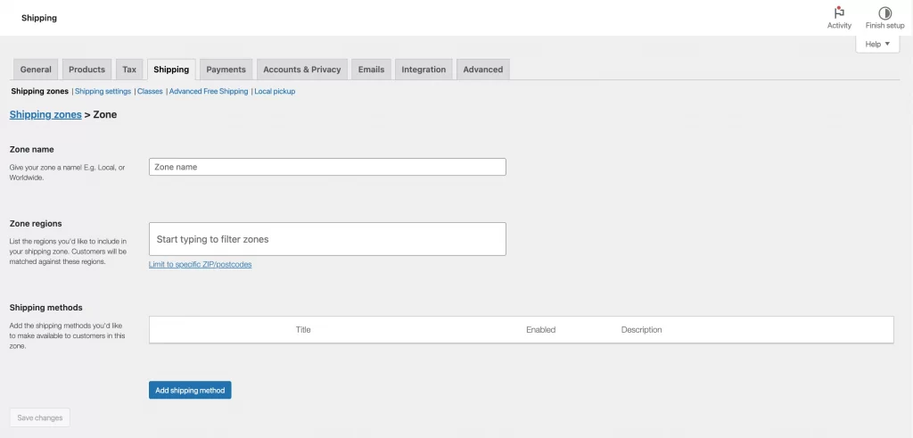 shipping zone setting how to set up shipping options in woocommerce