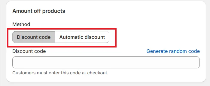 select discount method
