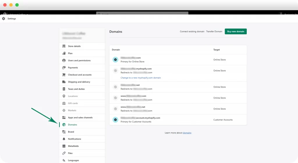 shopify domain management
