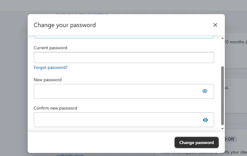 shopify confirm password