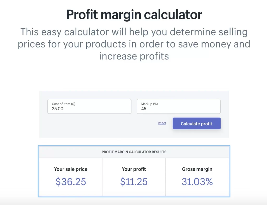 profile margin calculator