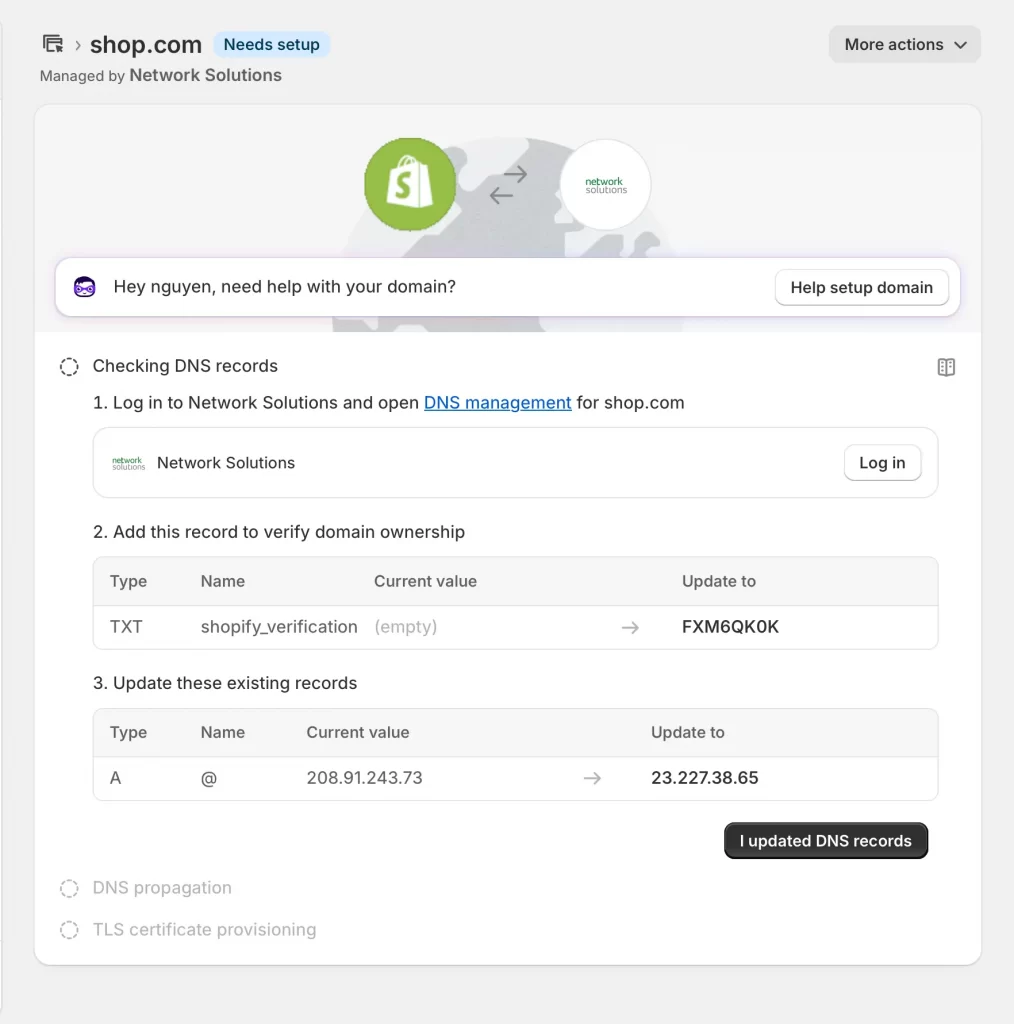 configure domain setting