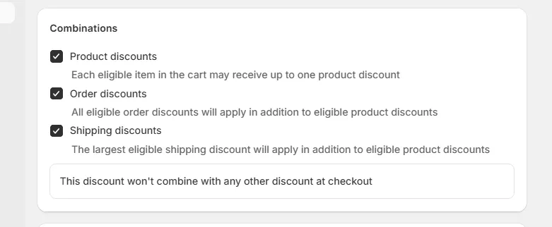 decide discount combinations