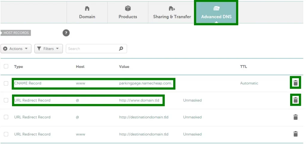 domain change redirects