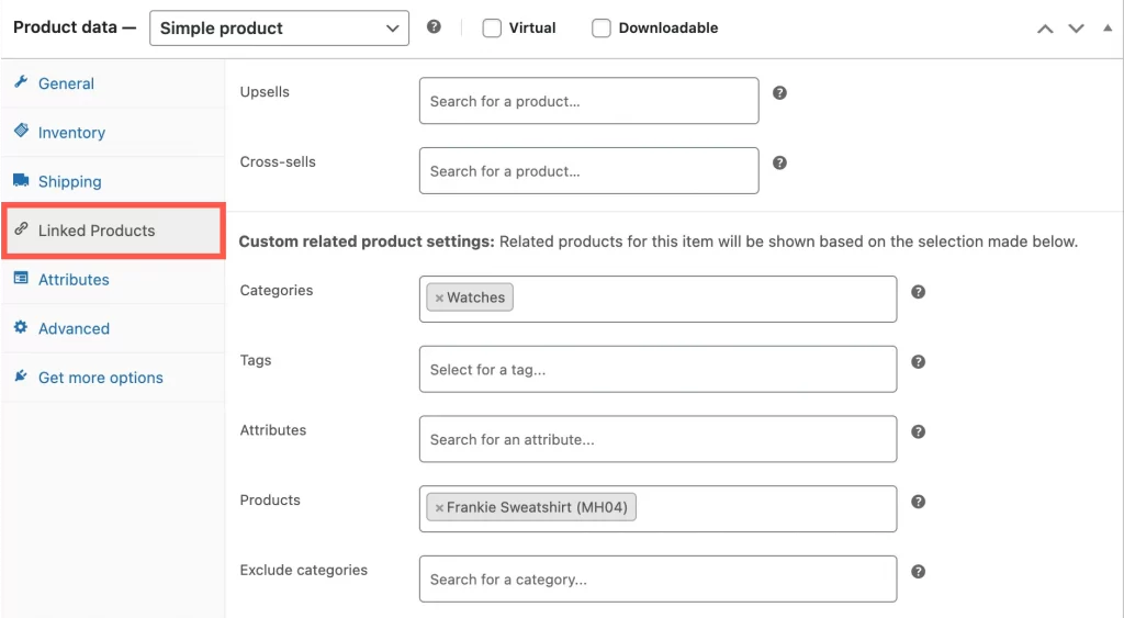 new linked products field via plugin