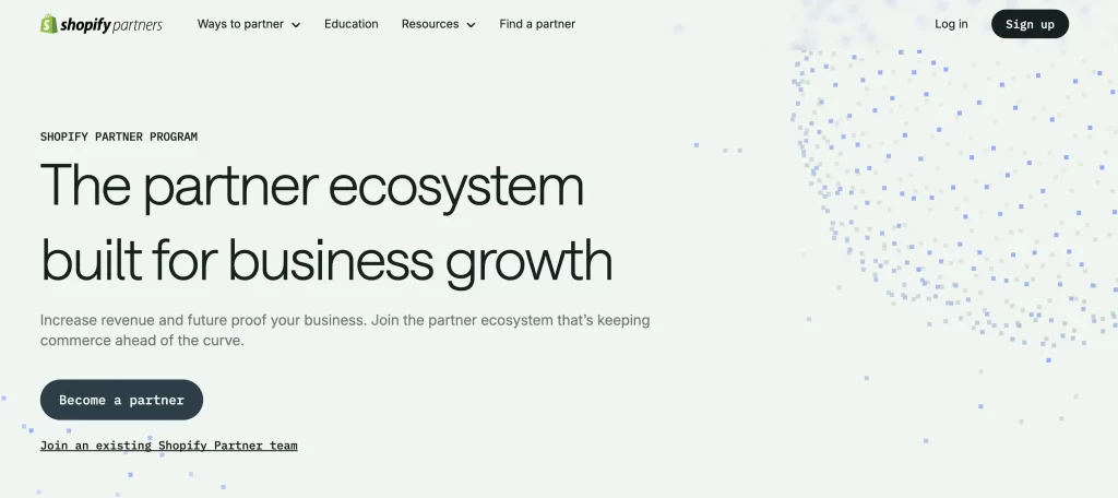 shopify partner homepage