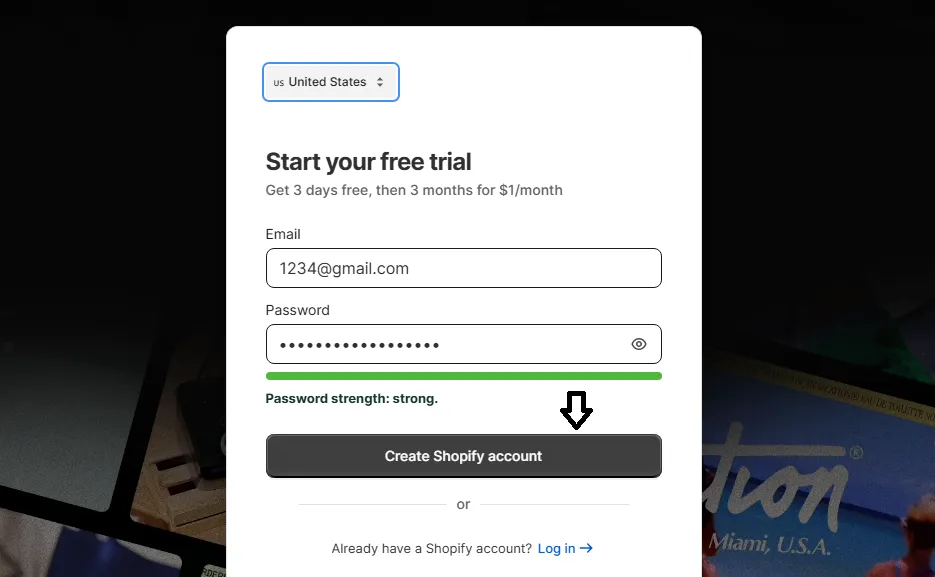shopify create account