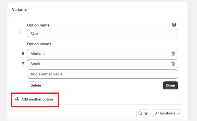 shopify add another option