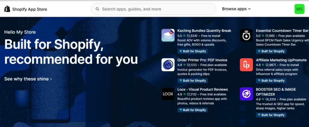 shopify trial app store