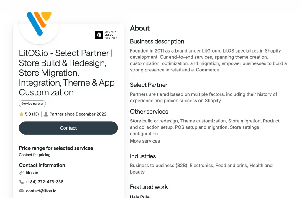litos as a selected shopify partner