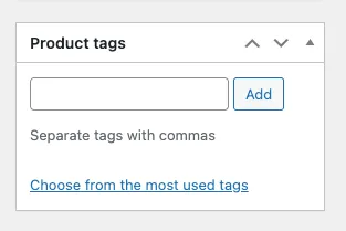 woocommerce tags in each product
