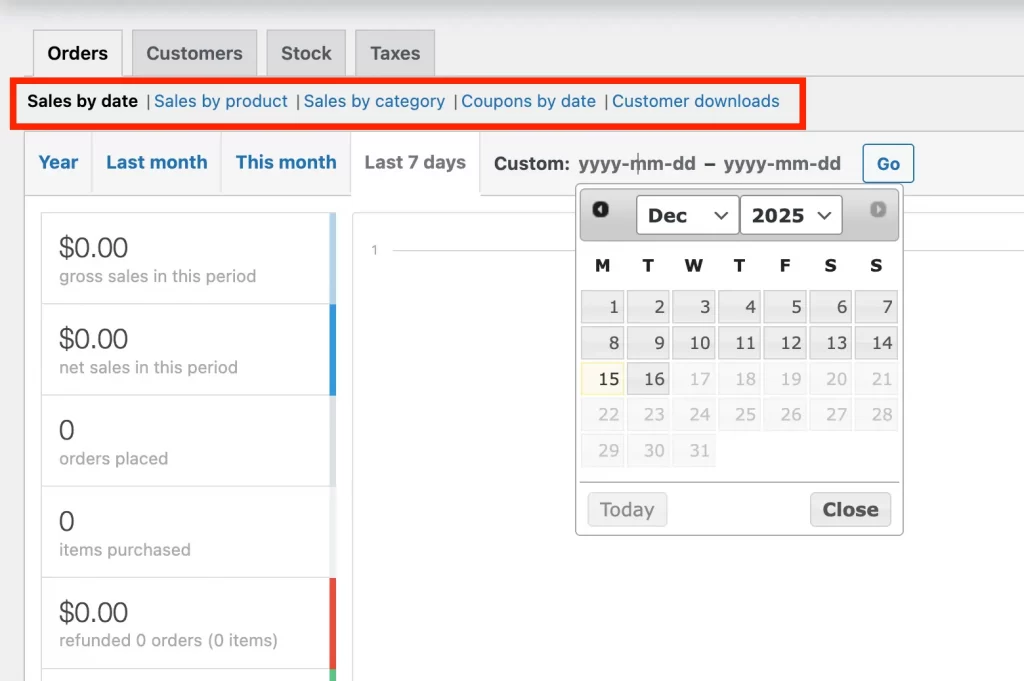 woocommerce export orders filter