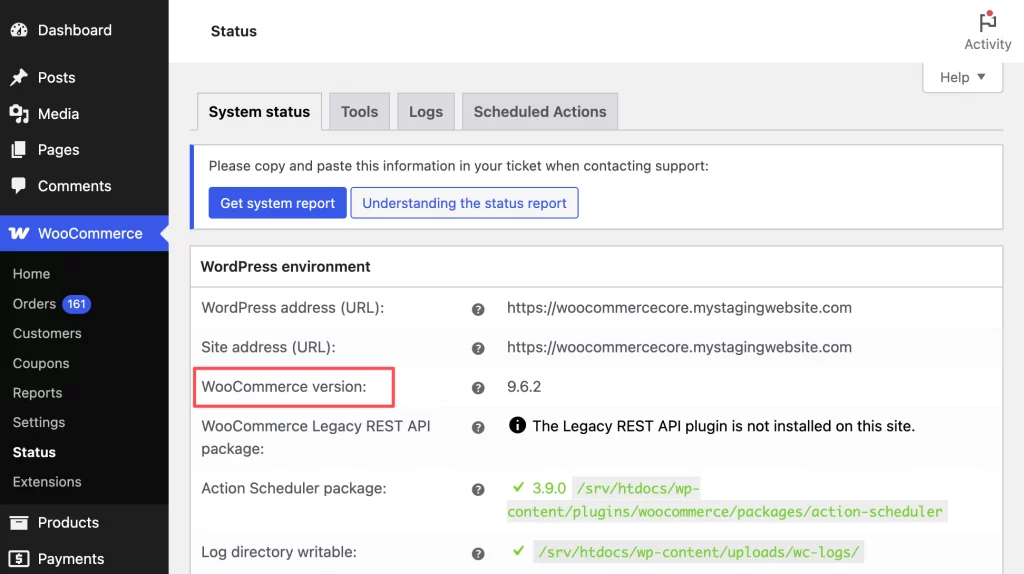 woocommerce-status-woocommerce-version