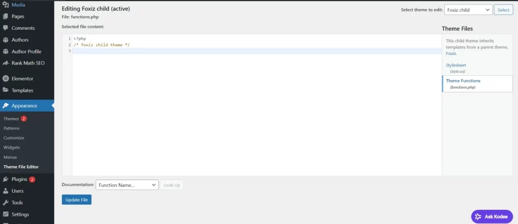 wordpress child theme