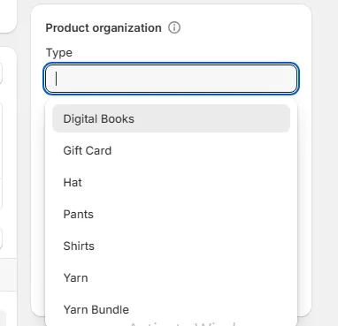 shopify product type update