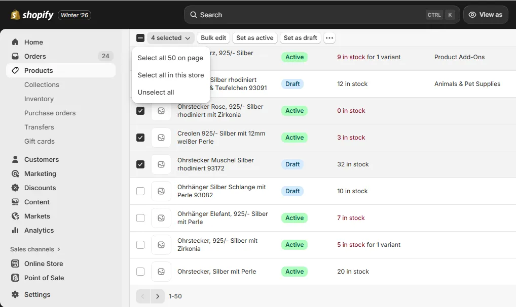 shopify multiple products