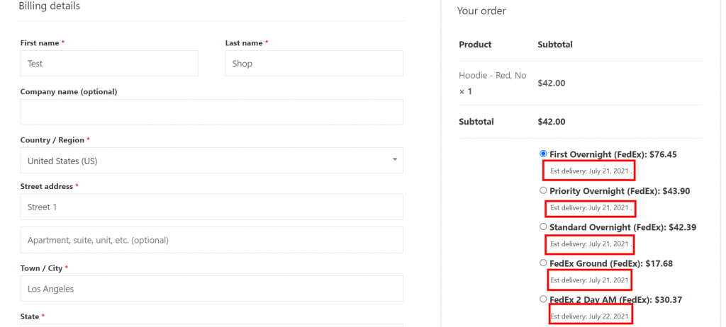 elex shipping method