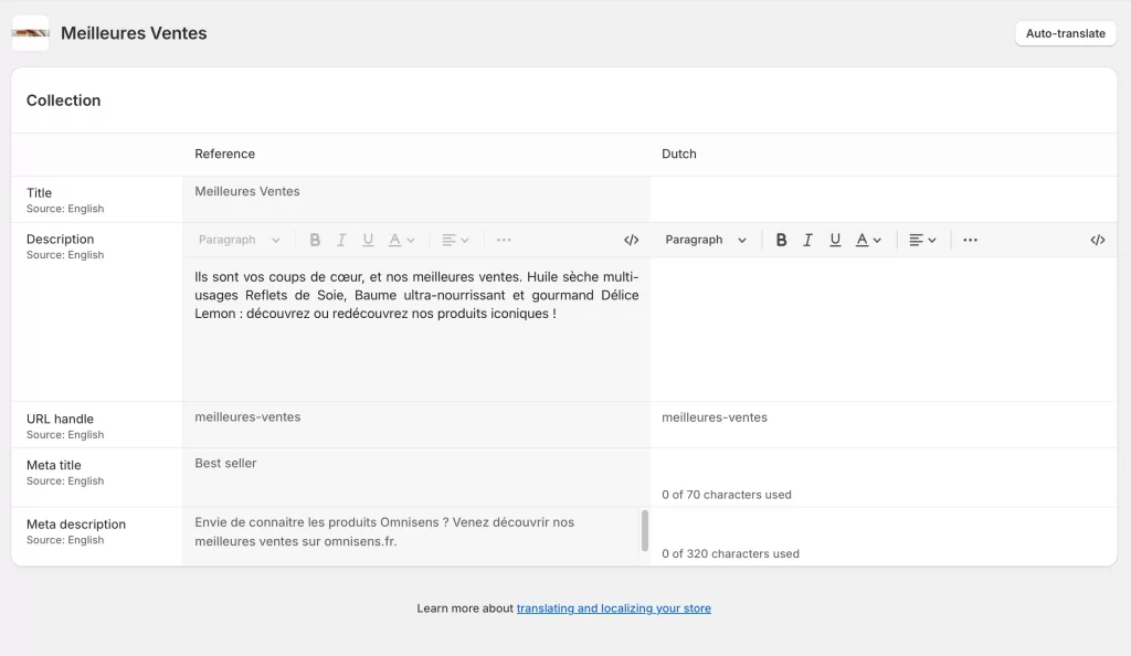 translate language via shopify translation app