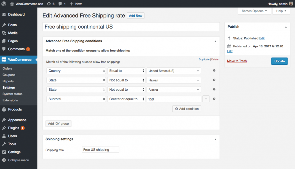 woocommerce advanced shipping