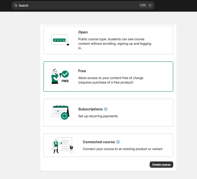 shopify course pricing