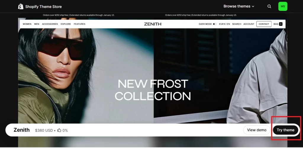 shopify install theme