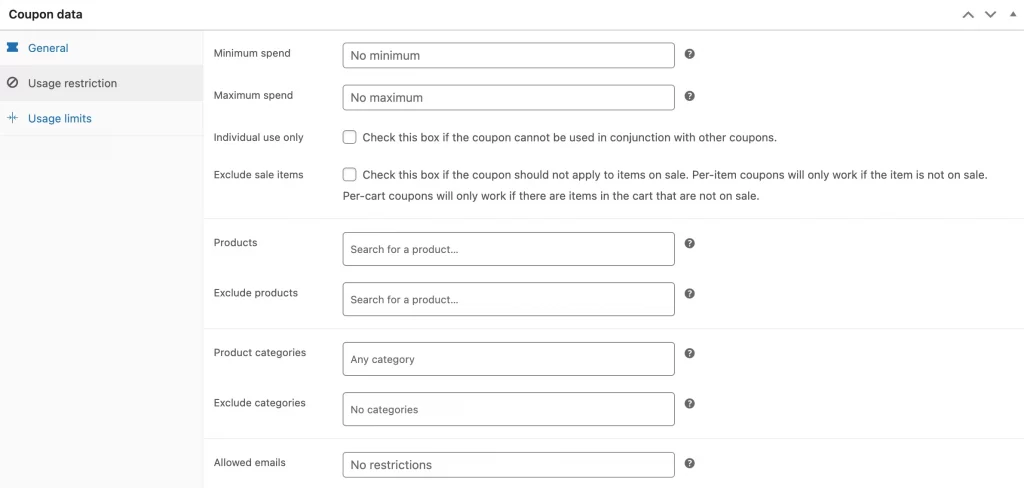 6 usage restriction for woocommerce coupon