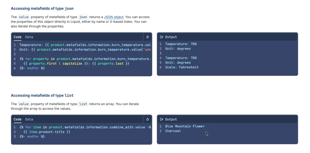 example of shopify metafield definition