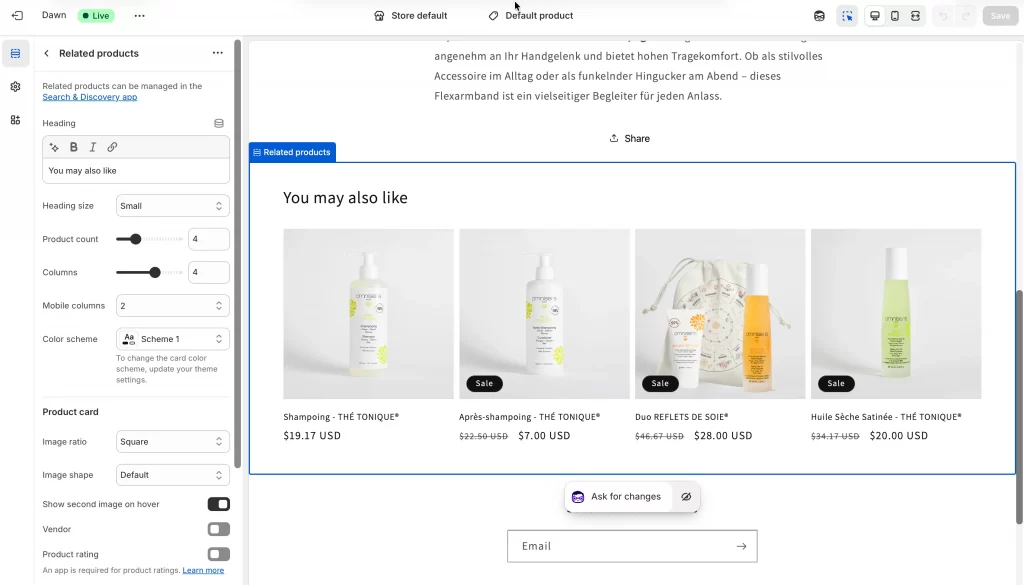 related product setting