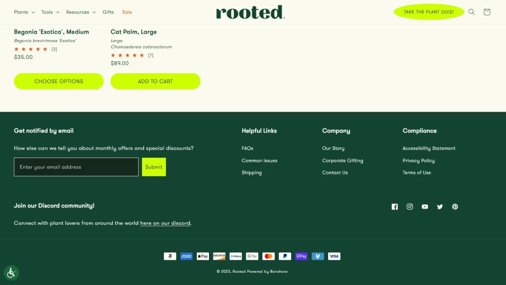 shopify footer example