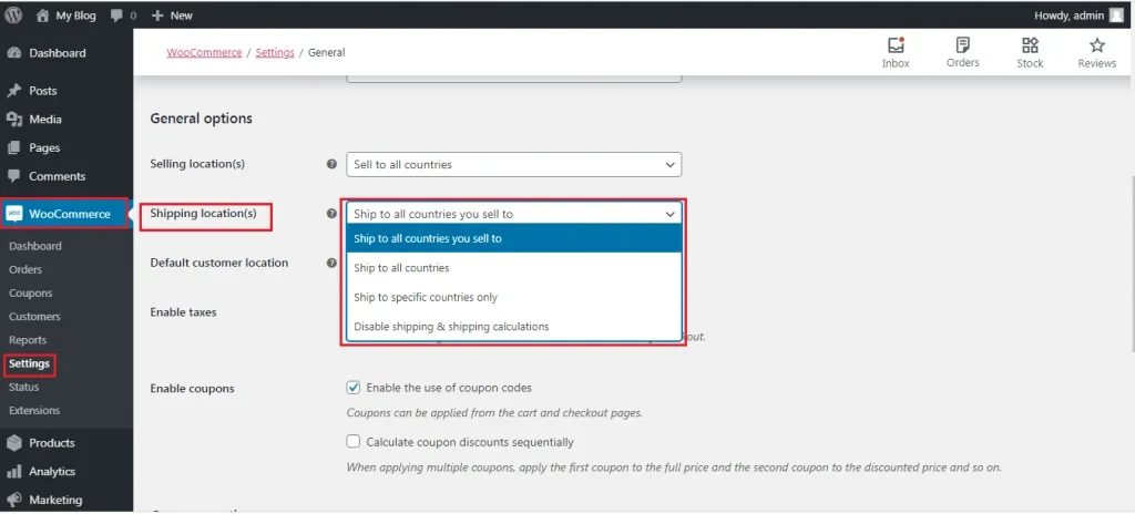 woocommerce shipping locations