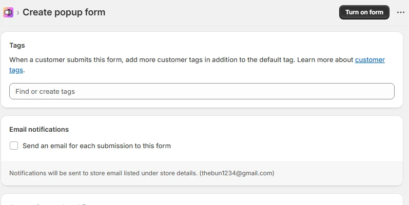 tags email form
