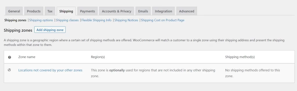 woo add shipping zones