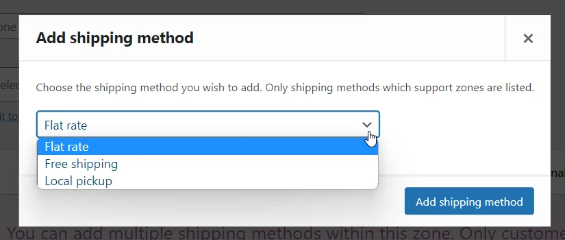 shipping methods woo